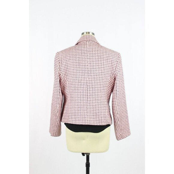 Vintage 2000's CLEO Pink Black Boucle Tweed Cropped Shell Jacket, Size 10P - Picture 4 of 16